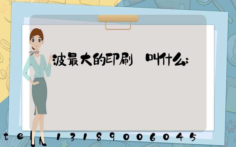 寧波最大的印刷廠叫什么